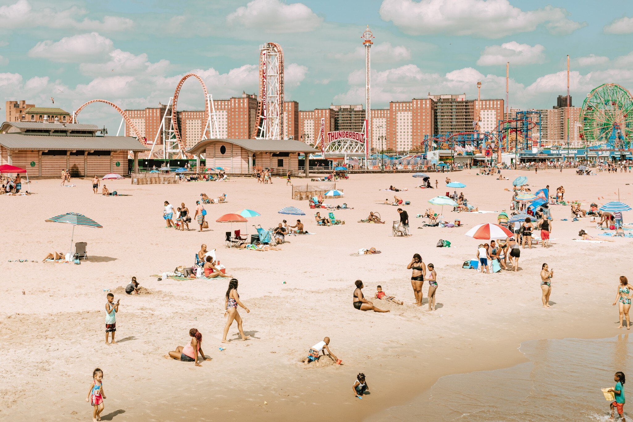 The beach and the amusement park at Coney Island in New York City