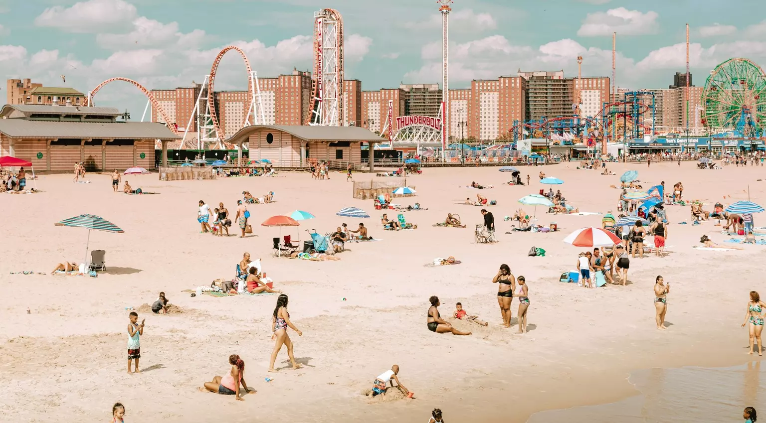 The beach and the amusement park at Coney Island in New York City