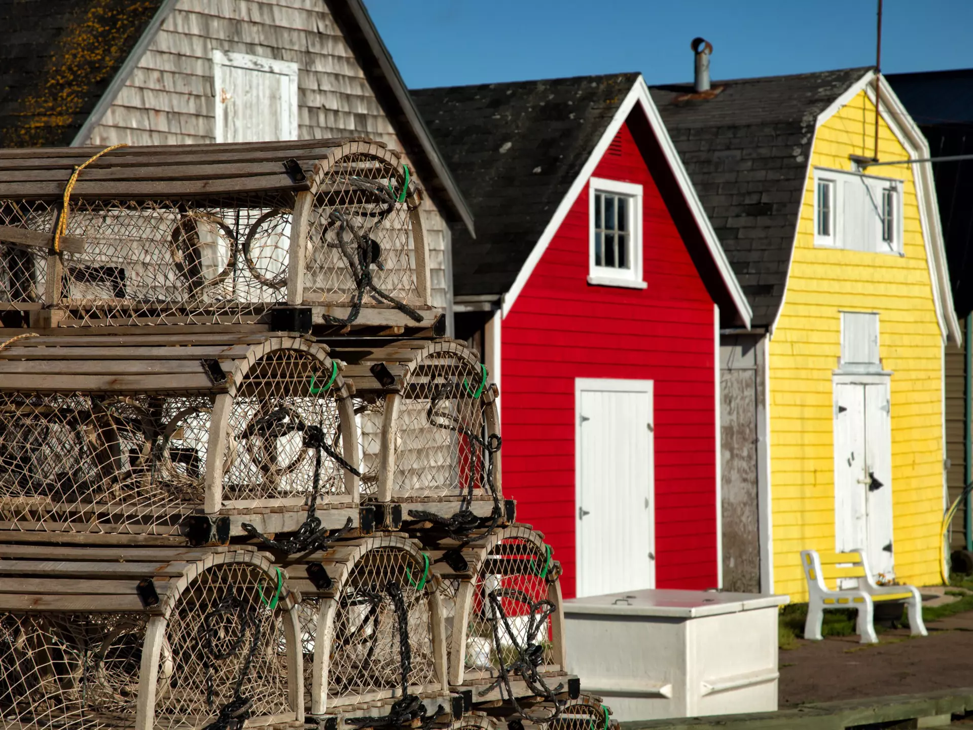 Lobster pot with oysters barns in background  in New London, Prince Edward island also called PEI, License Type: media, Download Time: 2025-11-13T14:41:17.000Z, User: katelyn.perry_lonelyplanet, Editorial: false, purchase_order: 65050 - Digital Destinations and Articles, job: wip, client: wip, other: Katelyn Perry
