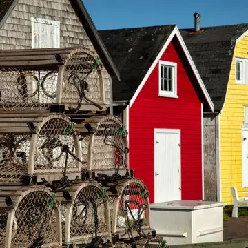 Lobster pot with oysters barns in background  in New London, Prince Edward island also called PEI, License Type: media, Download Time: 2025-11-13T14:41:17.000Z, User: katelyn.perry_lonelyplanet, Editorial: false, purchase_order: 65050 - Digital Destinations and Articles, job: wip, client: wip, other: Katelyn Perry