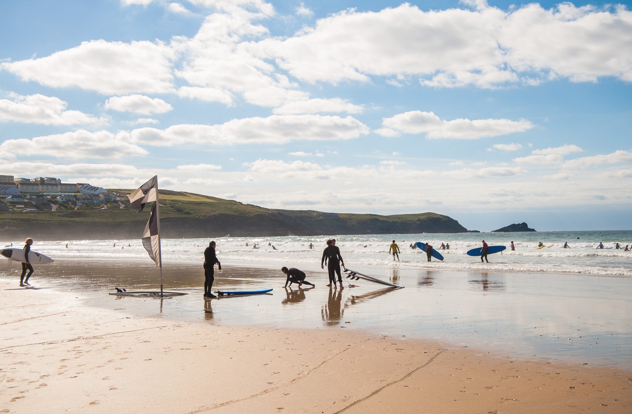 Newquay, Cornwall - August 2015:People surfing on Fistral Beach., License Type: media, Download Time: 2024-12-18T22:12:45.000Z, User: meg3348277, Editorial: true, purchase_order: 56530 - Guidebooks, job: Global Publishing-WIP, client: England 13, other: Megan Cassidy