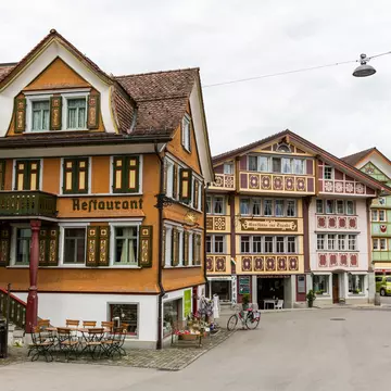 APPENZELL, SWITZERLAND - MAY 25: Views of the old town part of Appenzell, a typical swiss village on May 25, 2015. Appenzell is a region in the northeast of Switzerland.; Shutterstock ID 288623672;