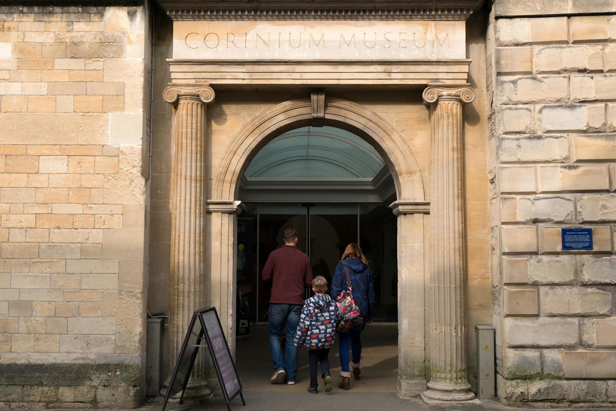 **RIGHTS MANAGED**
Visitors entering Corinium Museum in Park Street, The Cotswolds, Cirencester, Gloucestershire, England, United Kingdom. Uploaded for app use only.