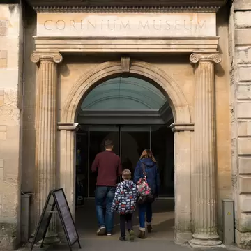 **RIGHTS MANAGED**
Visitors entering Corinium Museum in Park Street, The Cotswolds, Cirencester, Gloucestershire, England, United Kingdom. Uploaded for app use only.
