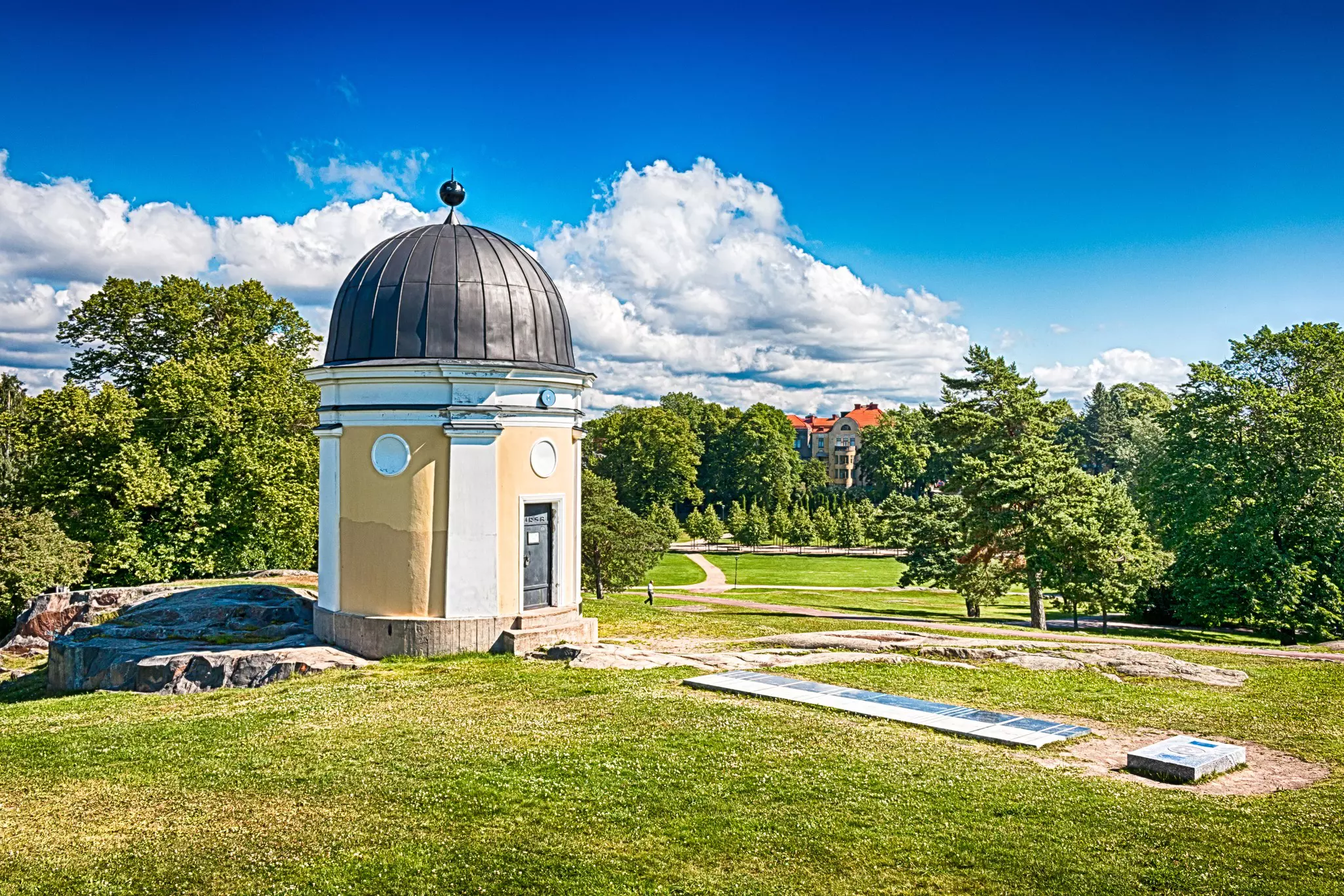 Observatory Hill in central Helsinki, Finland, on a sunny day.