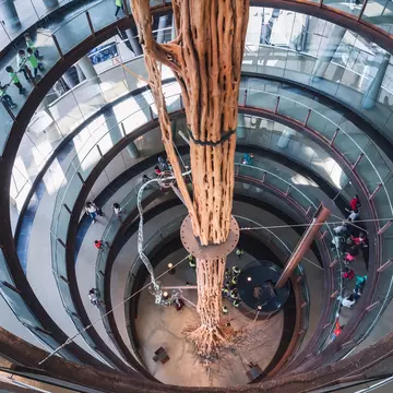 The interior of the CosmoCaixa museum in Barcelona, Spain.