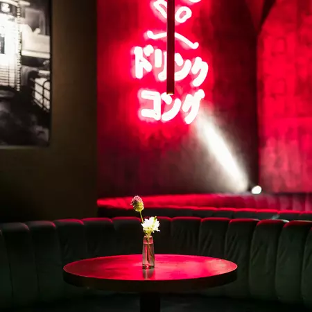 One of Drink Kong's cool and cozy booths