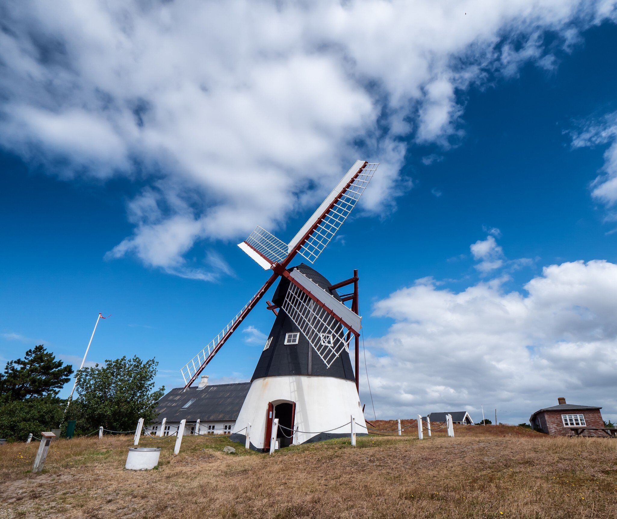Old dutch windmill on the wadden sea island Mandoe, Denmark