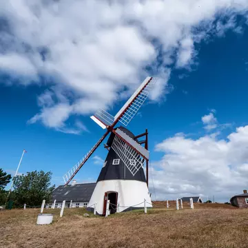 Old dutch windmill on the wadden sea island Mandoe, Denmark