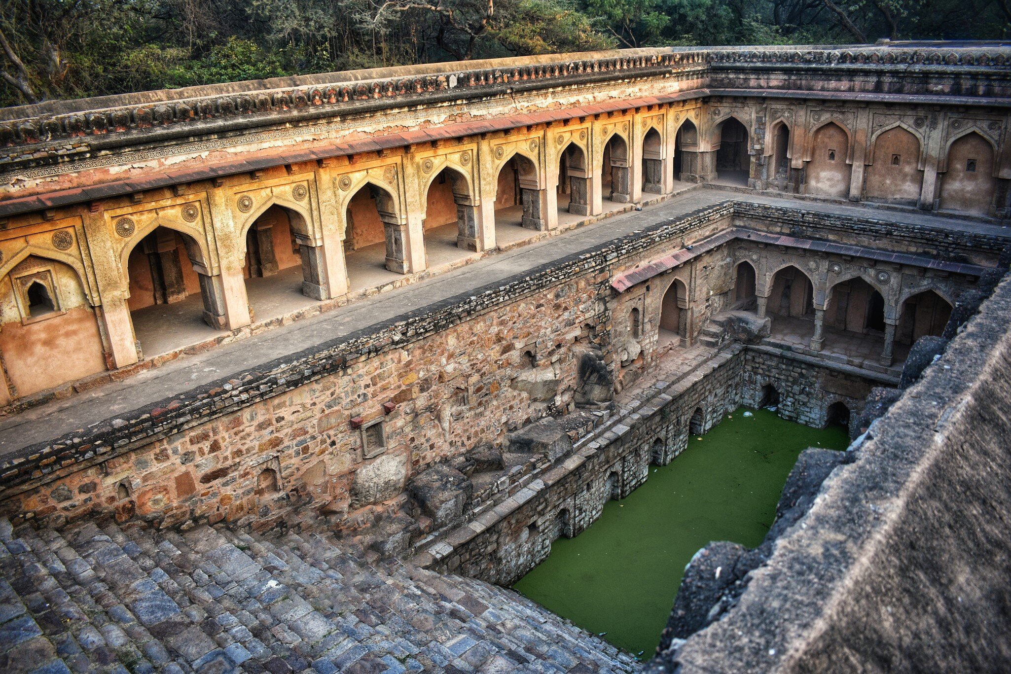 Rajon Ki Baoli step well in the Mehrauli Archaeological Park. New Delhi, India.
