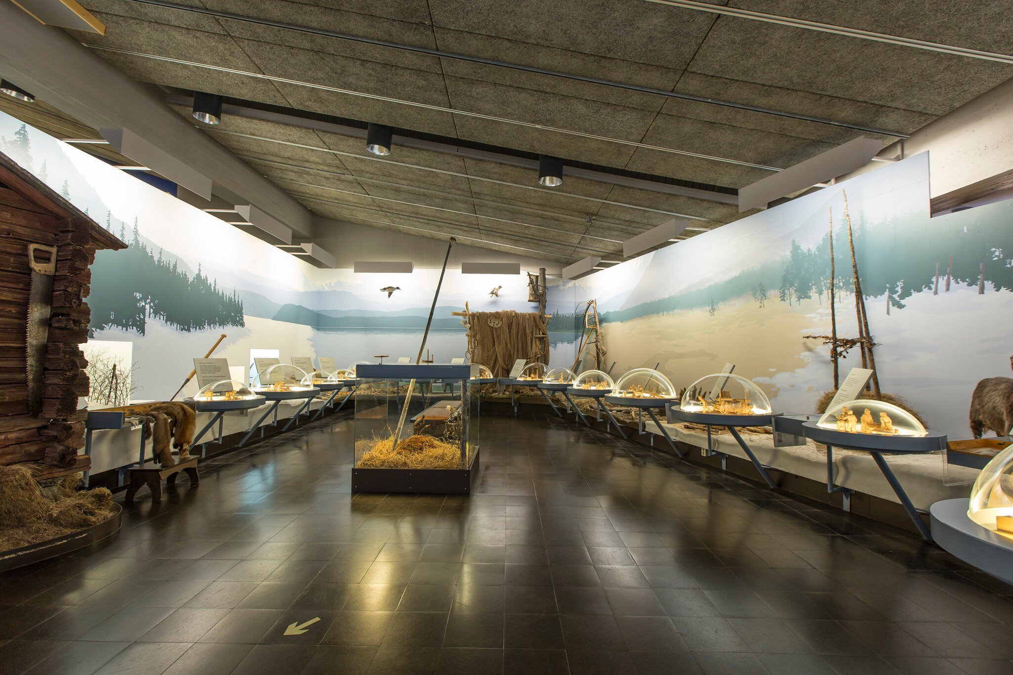 View of exhibits on Sámi culture at Ájtte Museum in Jokkmokk, Sweden. 