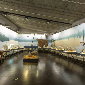 View of exhibits on Sámi culture at Ájtte Museum in Jokkmokk, Sweden. 