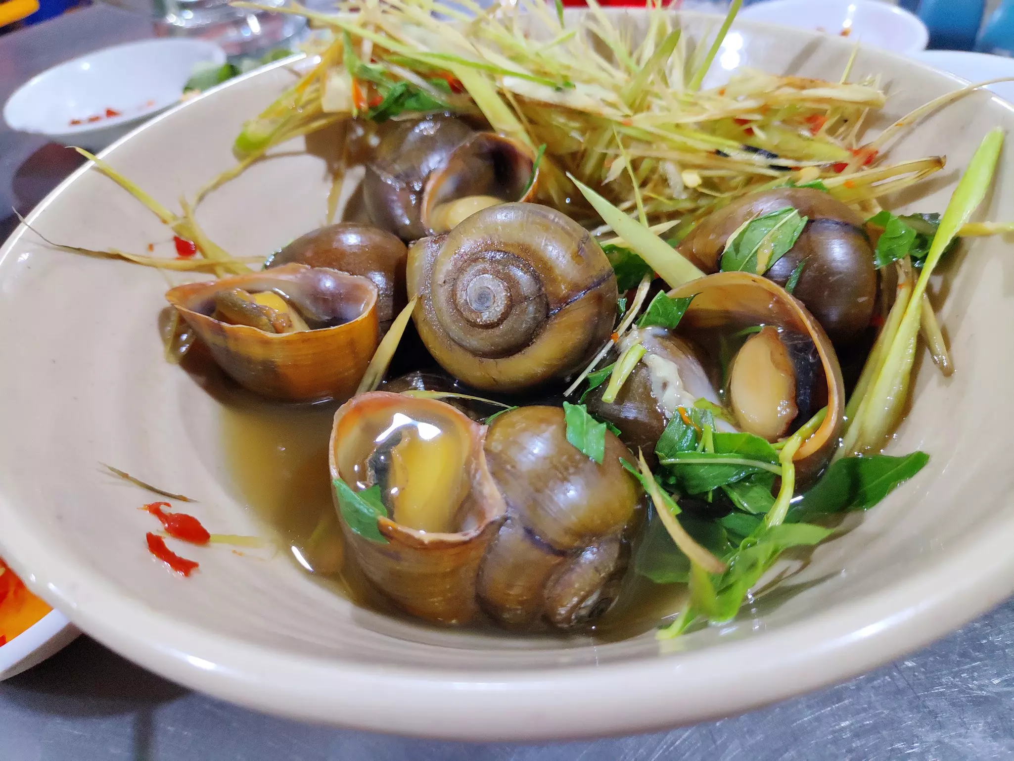A plate of black sea snails