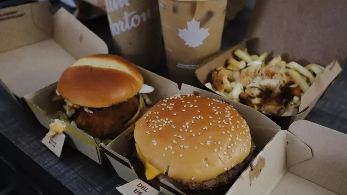 McDonald’s poutine and hamburgers in Canada.