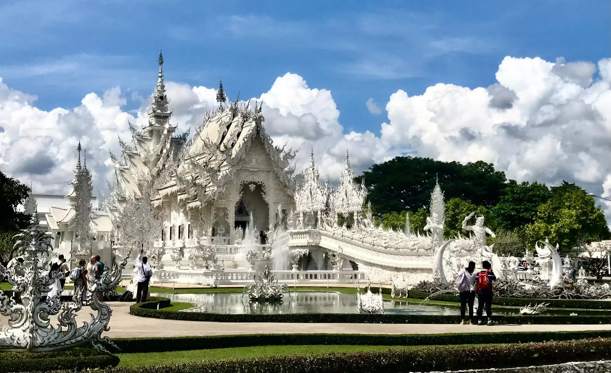 The white chapels of Wat Rong Khun in Chiang Rai, Thailand. 