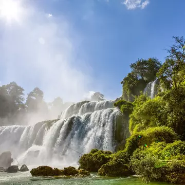 The Ban Gioc Waterfalls on the border with China, Cao Bang, Vietnam.