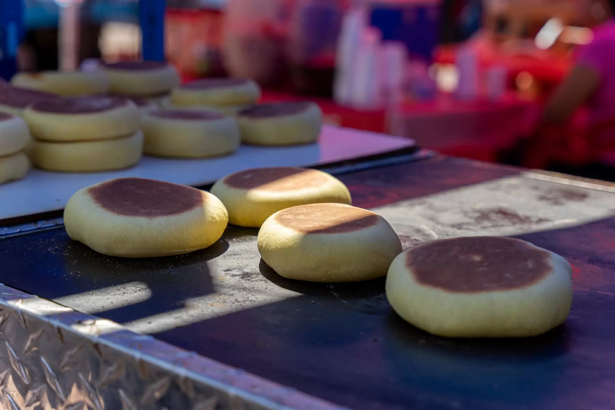A gorditas de nata stand at the flea market. Guadalajara, Jalisco, México -- Mexican style clotted cream biscuits in street market