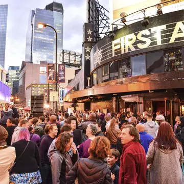 Crowd gathers outside First Avenue music venue in Minneapolis on the day that Prince died.