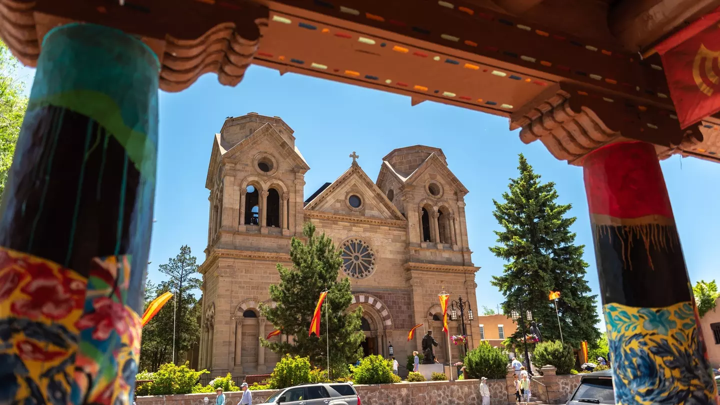 The exterior of a cathedral basilica on a sunny day