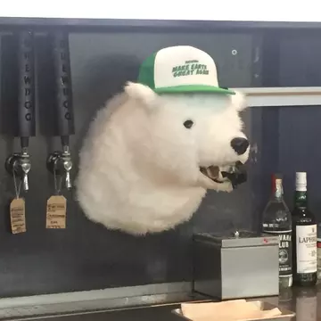 The tap for "Make Earth Great Again" beer at BrewDog Brewery.