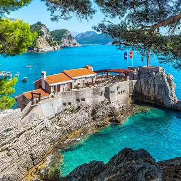 Venetian fortress in Petrovac at sunny day in Montenegro
