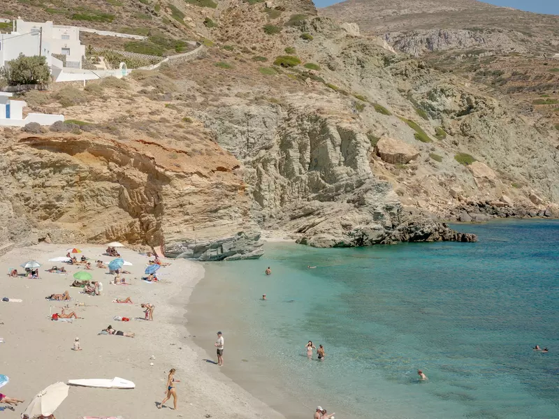 The sea of Agkali on Folegandros Island