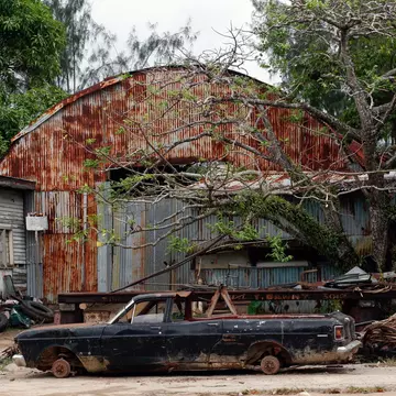 Rusted corrugated metal at an old diggings site in Pilgrim’s Rest