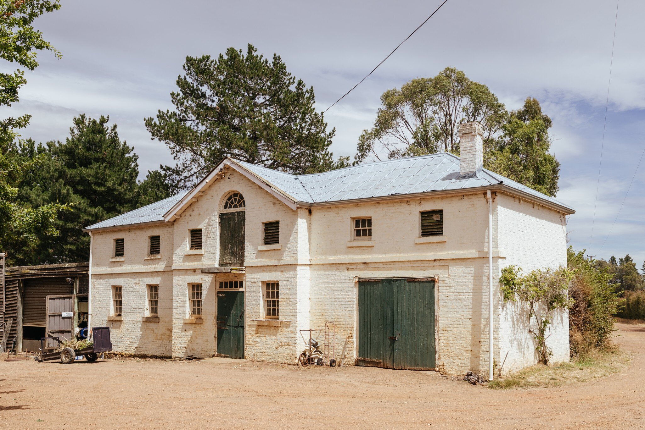 Brickendon Heritage Gardens and house on a warm summer's day in Tasmania, Australia
