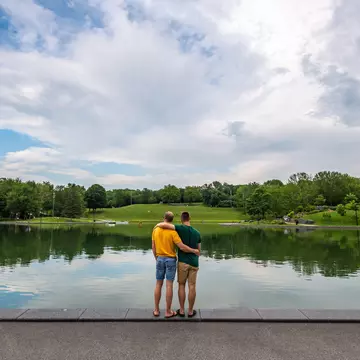 Couple embracing each other while visiting the Beaver lake on the Mount Royal, Montreal, during summer.
1218674249