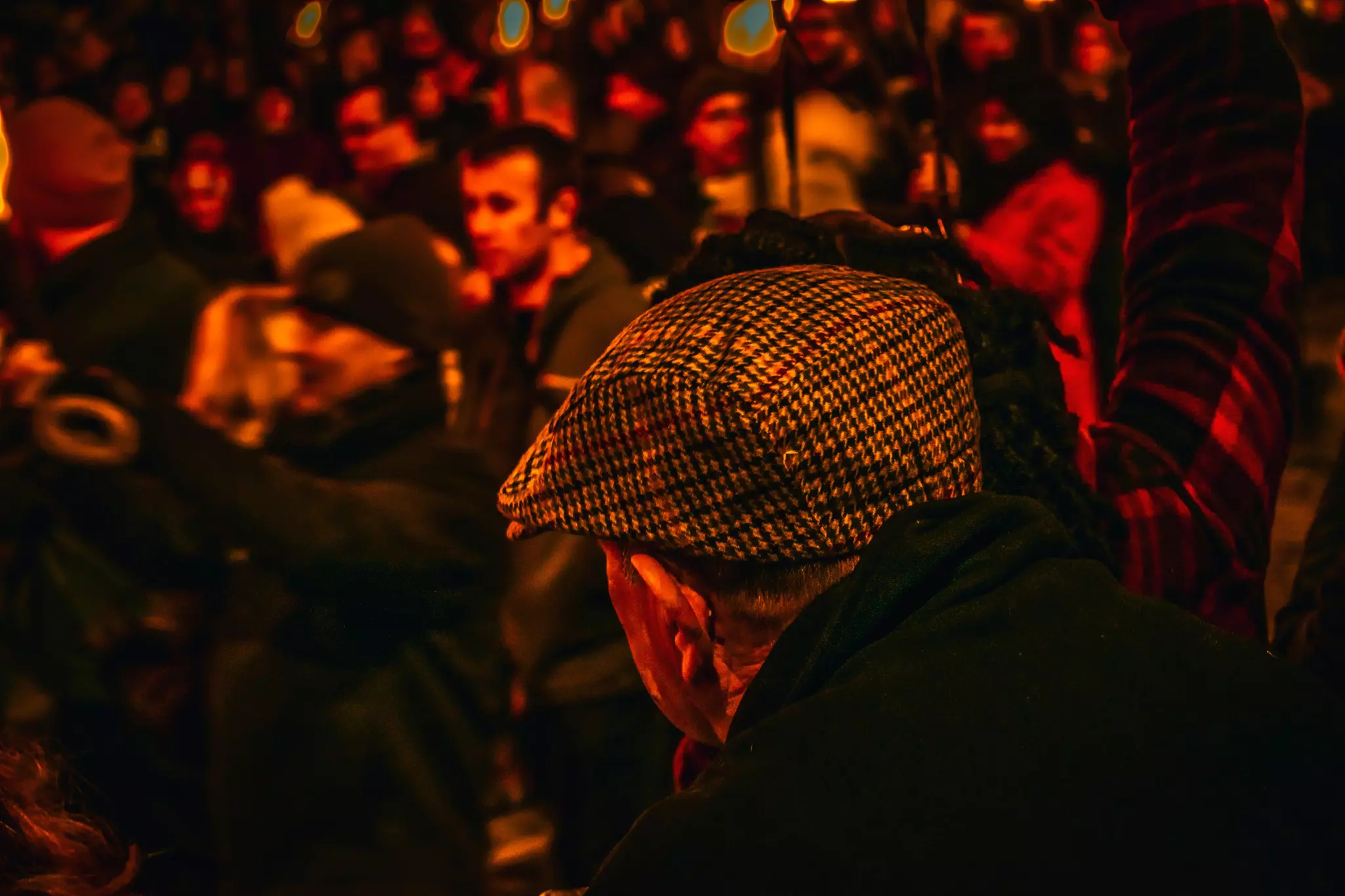 People attending the Torchlight procession the day before Hogmanay in Edinburgh