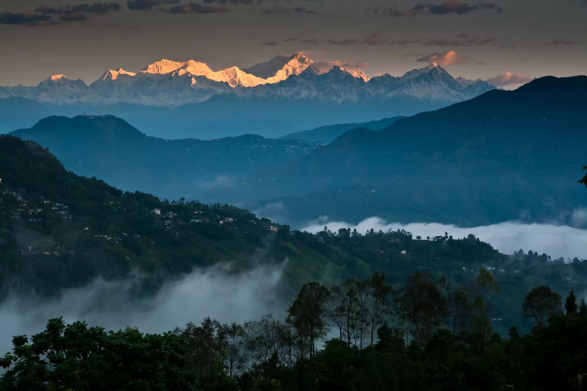 Views of Kangchenjunga from Darjeeling in India. 