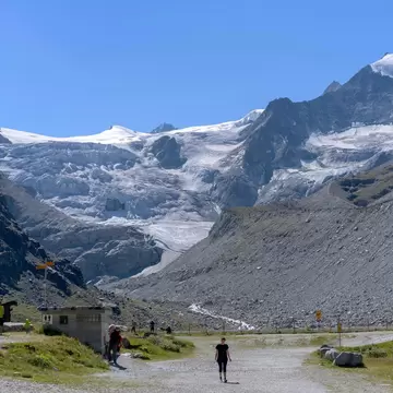 Moiry Glacier in the Swiss Alps with beautiful mountain panorama on a sunny summer day. Photo taken August 12th, 2018, Moiry Galcier, Grimentz, Switzerland.; Shutterstock ID 2205687697;