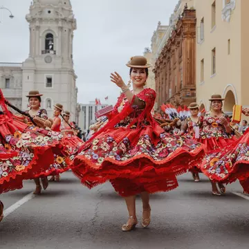 Lima, Peru, Saturday, November 18, 2023. Dancers in the traditional parade for the Festivity of the Virgin of Candelaria in the historical center of Lima. , License Type: media, Download Time: 2026-01-20T17:28:32.000Z, User: rhylton_redventures, Editorial: true, purchase_order: 65050 - Digital Destinations and Articles, job: Lonely Planet, client: wip, other: Rhianydd Hylton