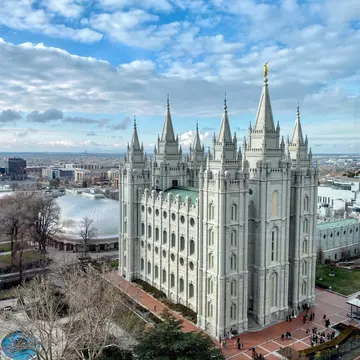 Salt Lake City cityscape with Mormon Temple, Temple Square, Utah, USA - stock photo
Salt Lake Temple
