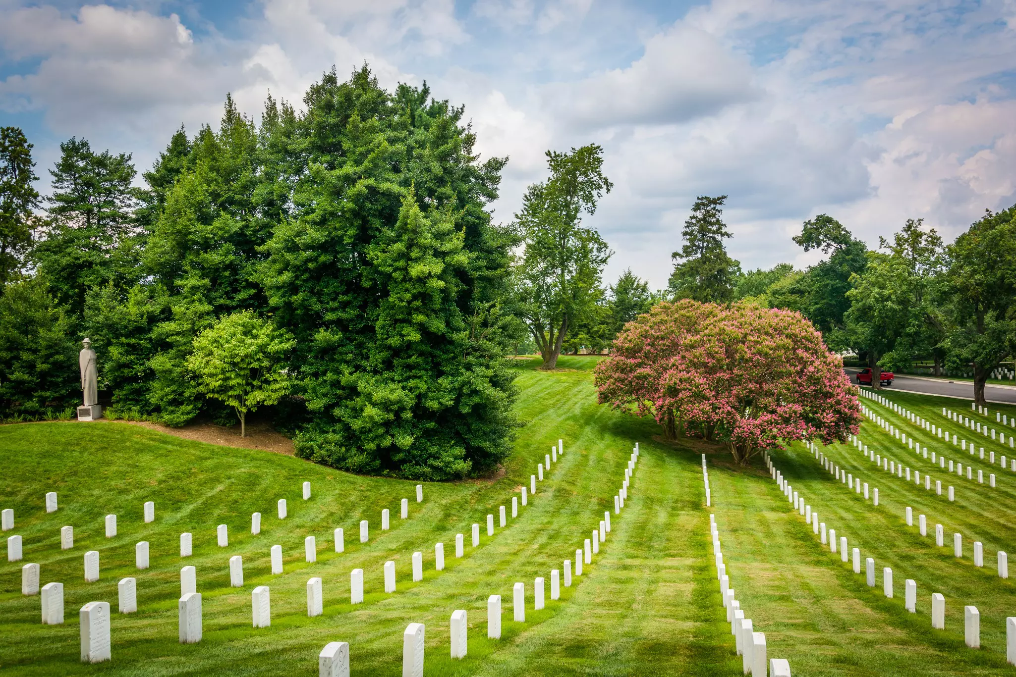 Rows of graves at the Arlington National Cemetery, in Arlington, Virginia