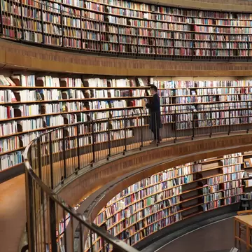 The famed rotunda of the Stockholm Public Library (Stadsbiblioteket) in Observatorielunden.