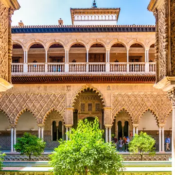 View from inside the Real Alcázar in Seville, Spain.