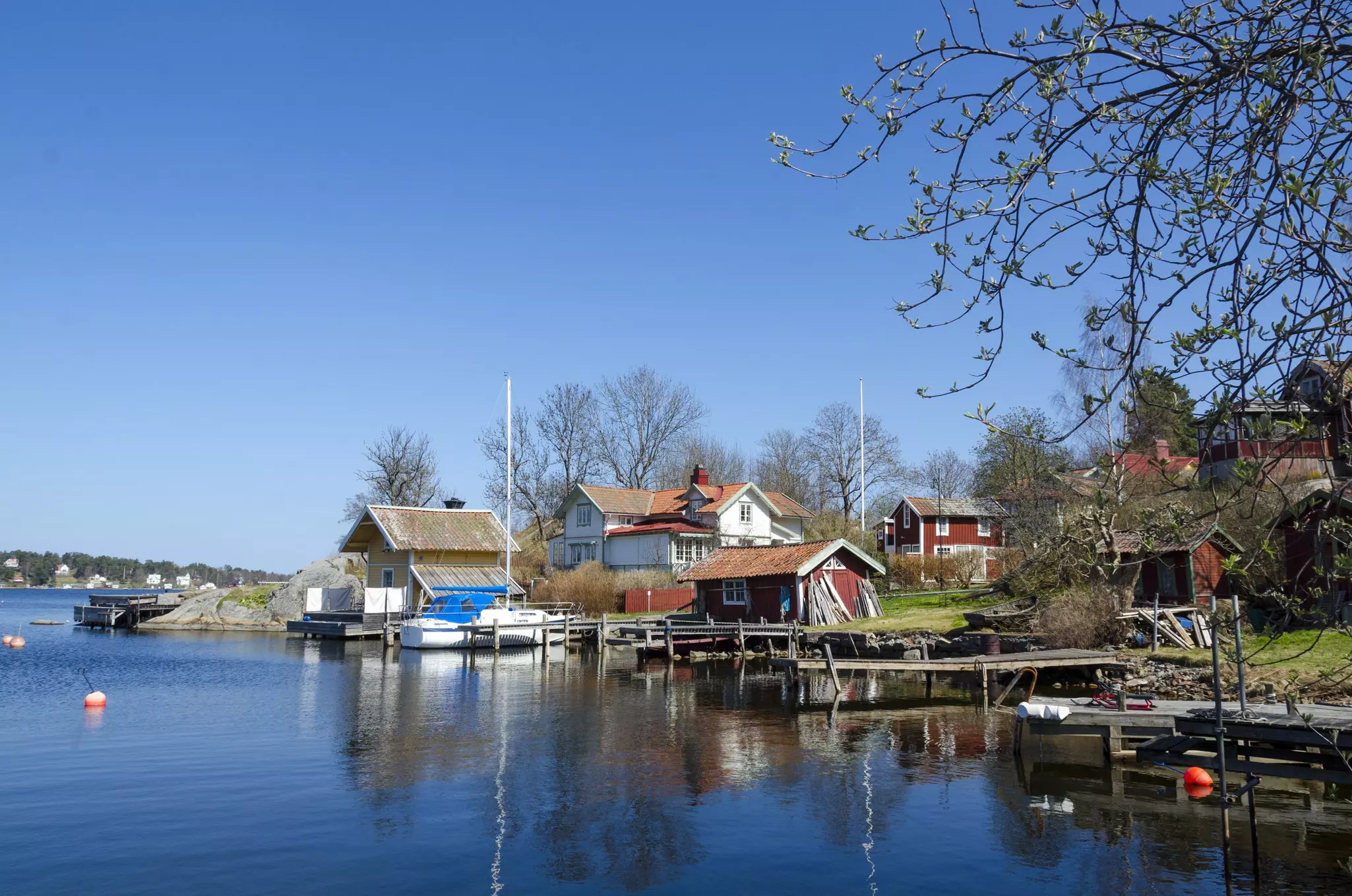 Houses by the water in Vaxholm