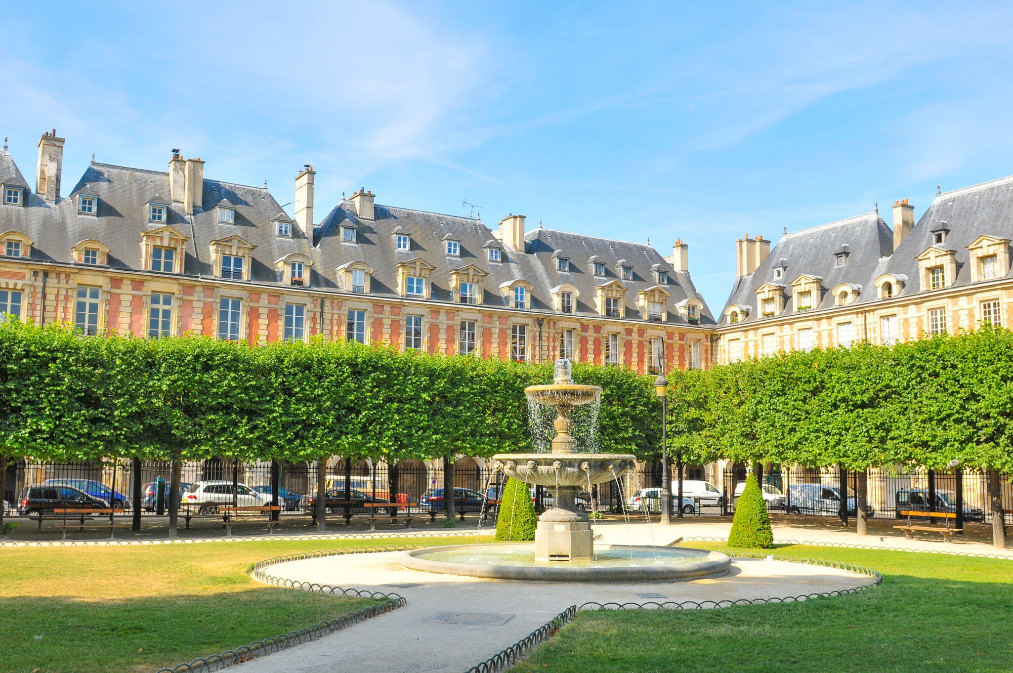 Place des Vosges (Place Royale), major landmark in Paris, located in Marais district.
394233436
outdoor, brick, street, square, france, park, iv, travel, view, european, paris, trees, culture, landmark, attraction, architectural, sunny, touristic, palace, summer, old, building, aristocratic, des, henry, tourist, historic, district, parisian, place, famous, design, architecture, henri, french, aristocracy, tourism, ancient, style, beautiful, royal, water, vacation, fountain, europe, landscape, palais, royale, vosges