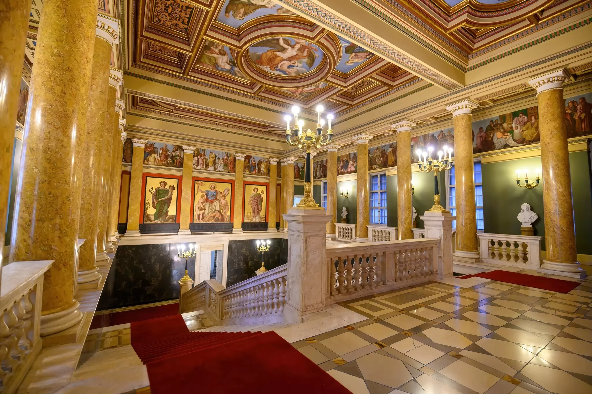 View of the interior of the Hungarian National Museum in Budapest, Hungary.