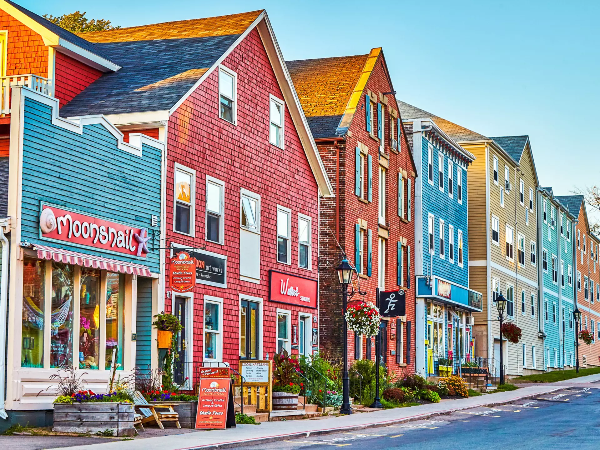 Colourful shopping streets in the town of Charlottetown