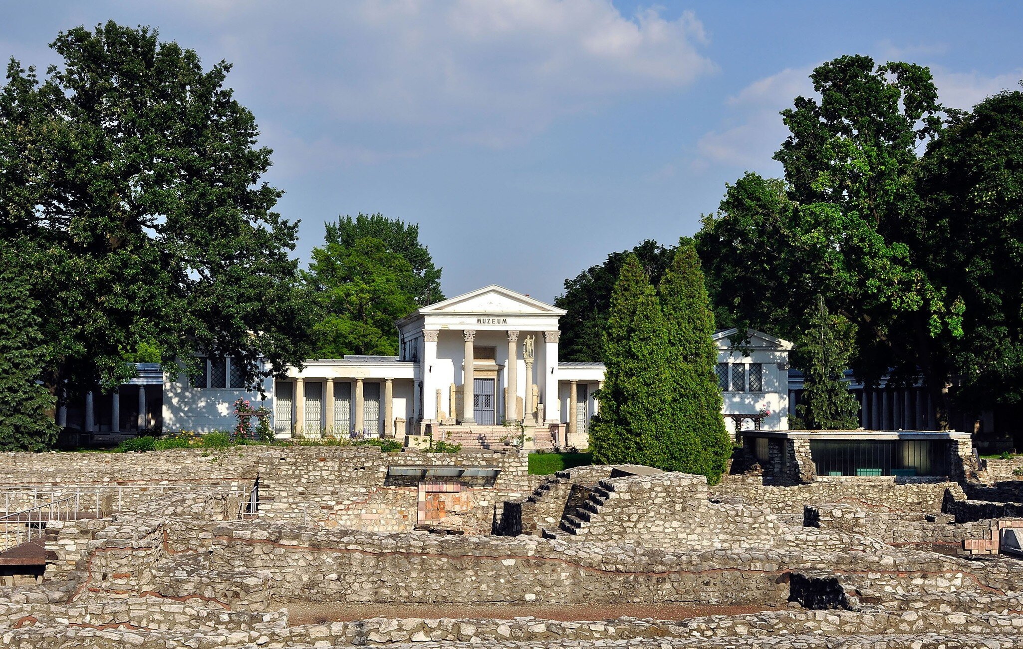 A view of the Roman ruins and Aquincum Museum in Budapest, Hungary.