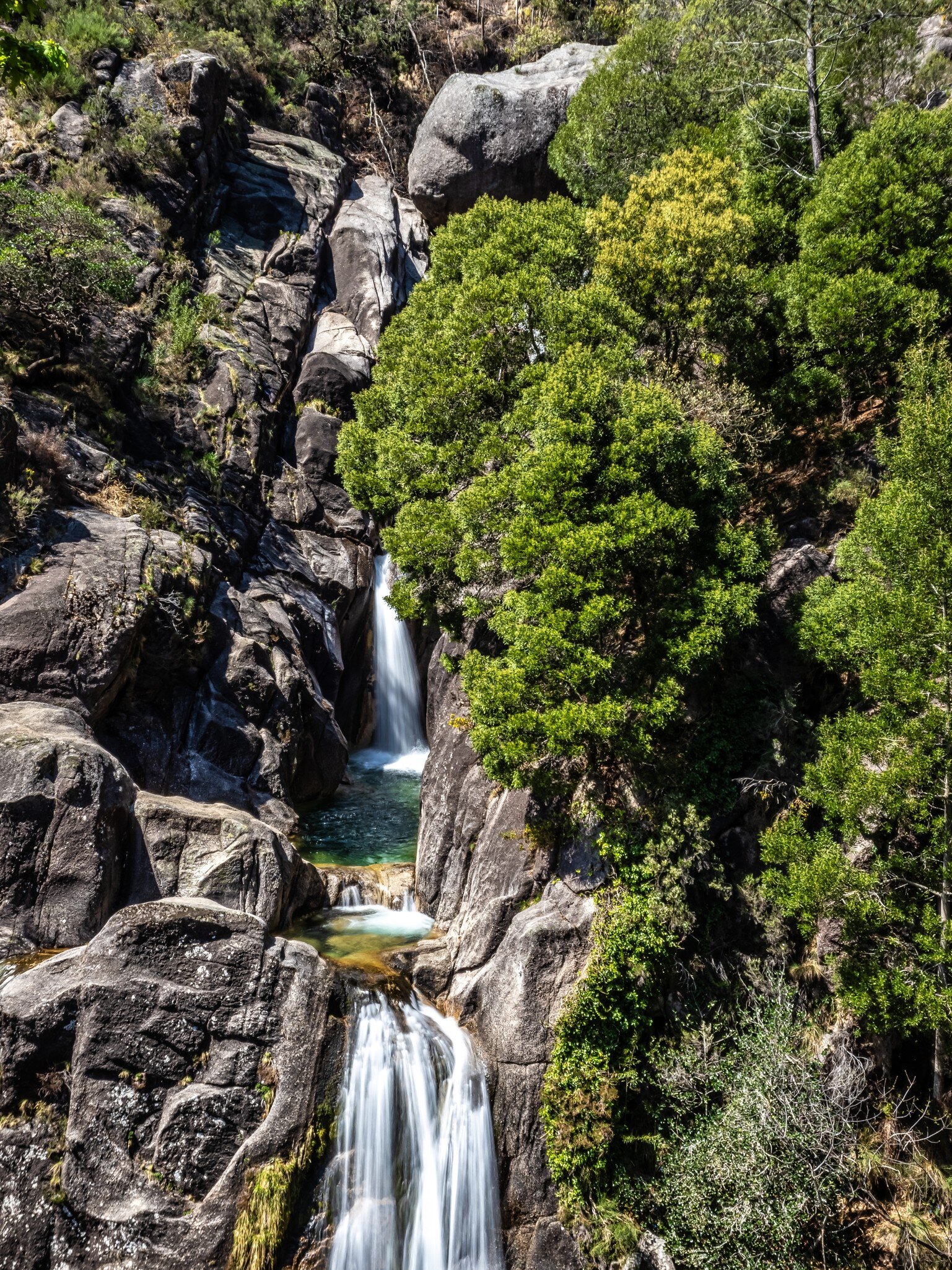View of Cascata do Arado at the Peneda-Gerês National Park in Portugal.