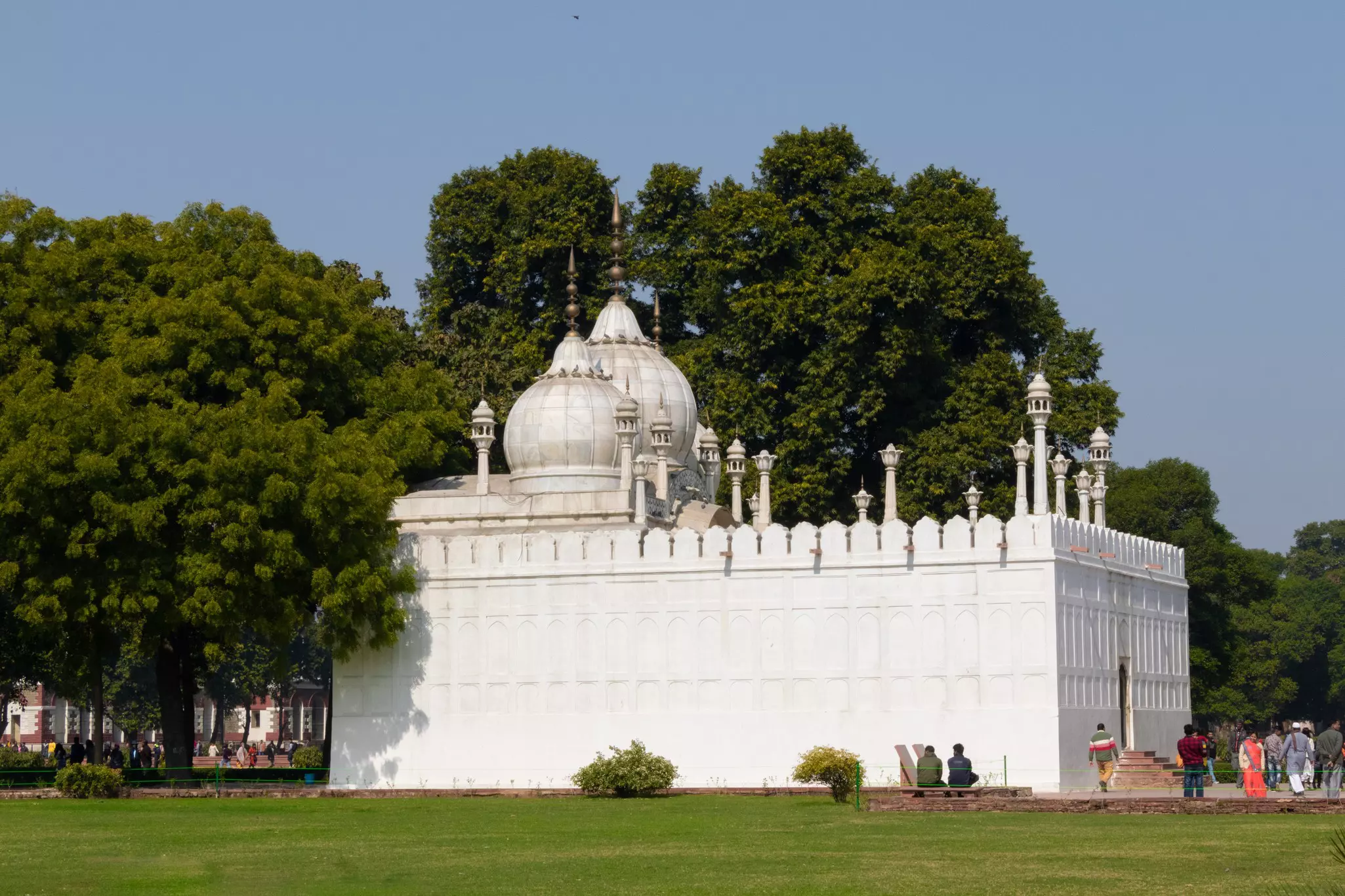 The delicate Moti Masjid (Pearl Mosque) in the Red Fort, Delhi, India.