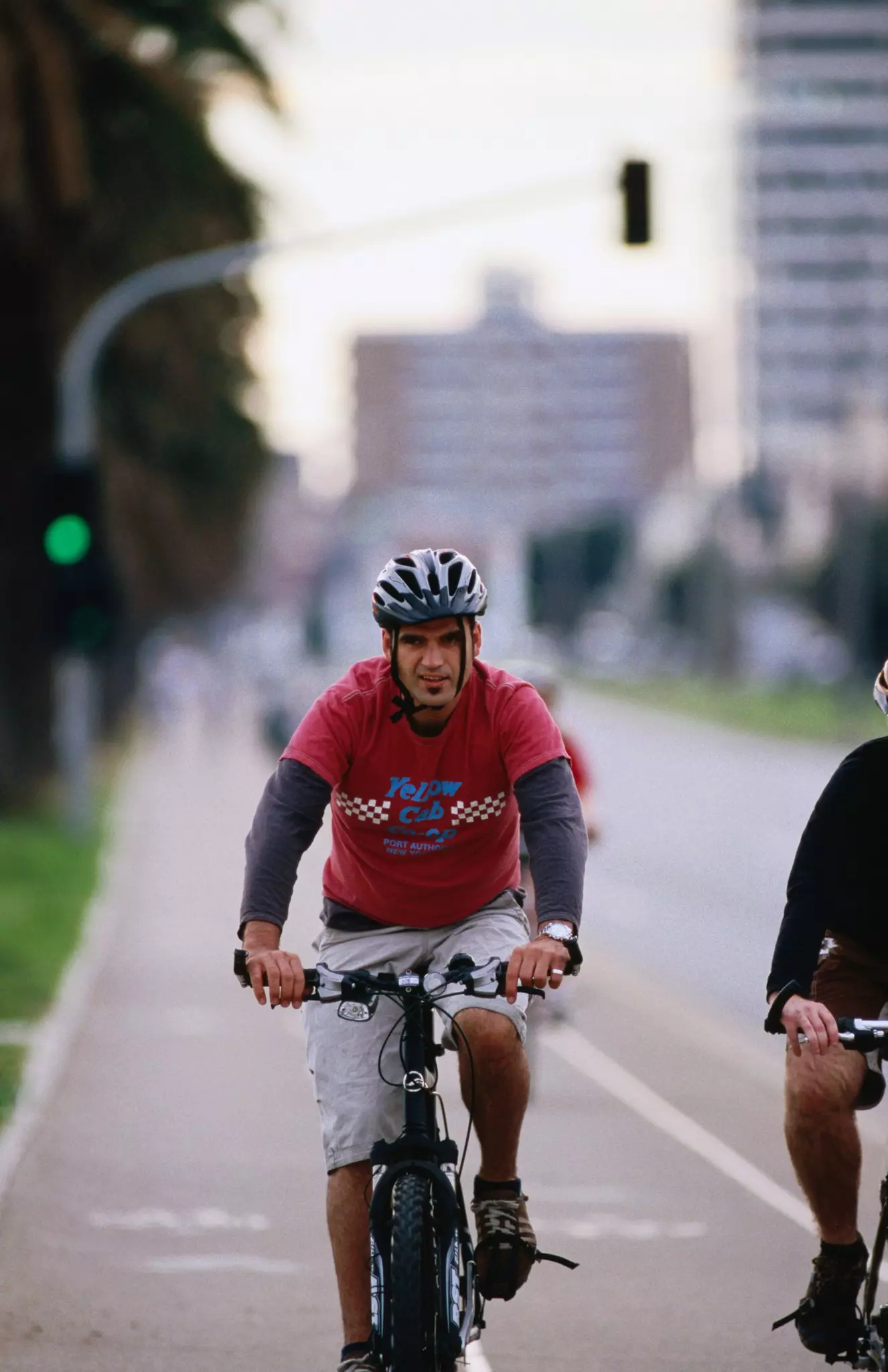 Cyclist on the Melbourne bay foreshore. 