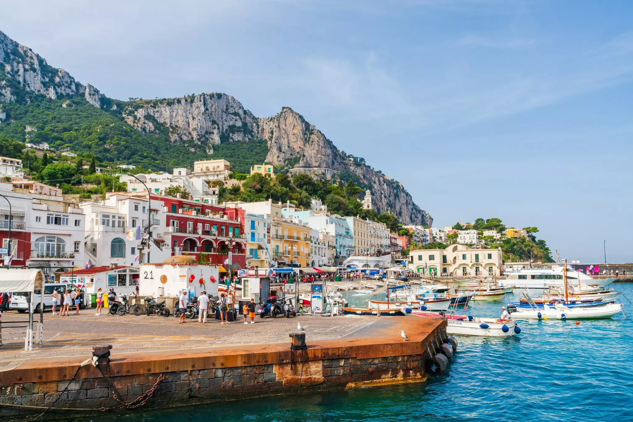 Boats at Marina Grande on Capri Island, Italy