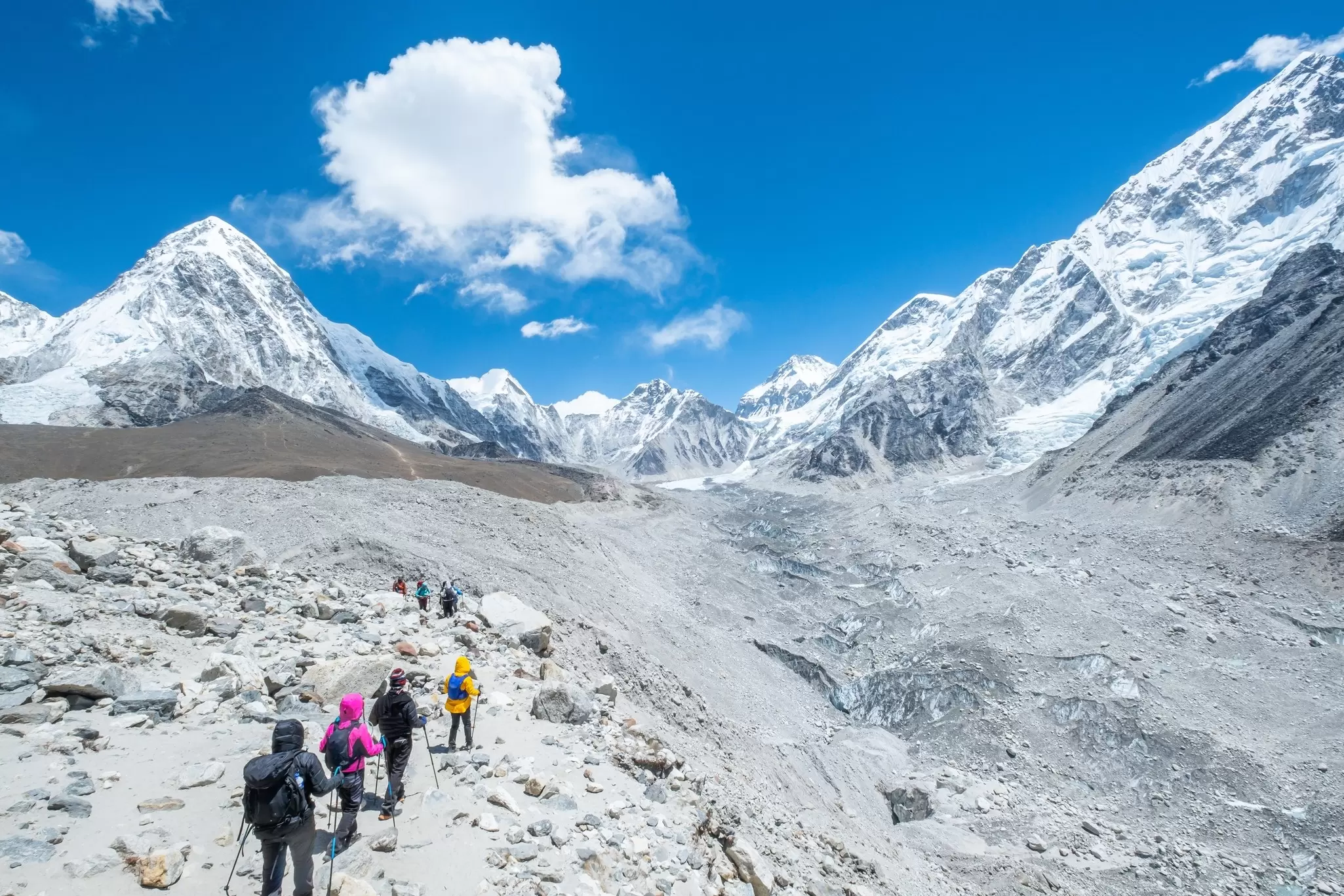 Trekkers in Khumbu Valley, Sagarmatha National Park, Nepal.