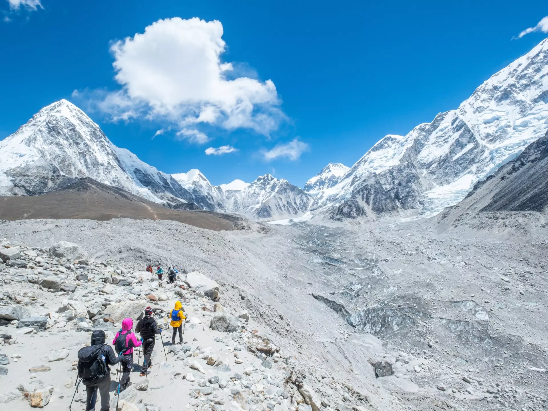 Trekkers in Khumbu Valley, Sagarmatha National Park, Nepal.