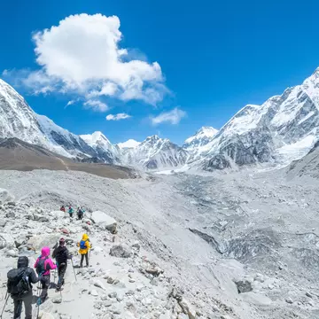 Trekkers in Khumbu Valley, Sagarmatha National Park, Nepal.