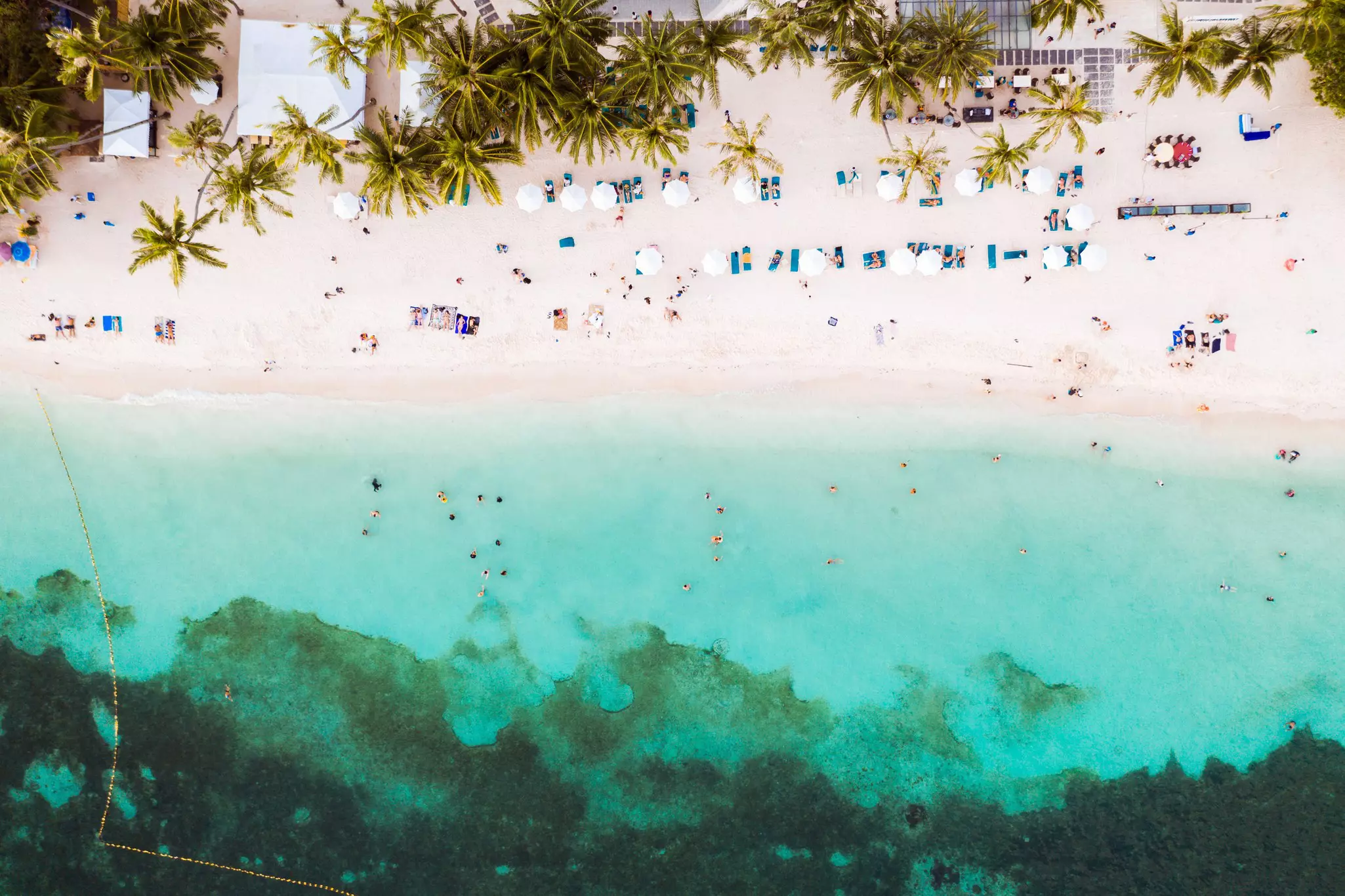 Aerial view of Alona beach on Panglao Island.